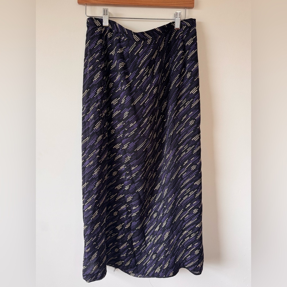 Vintage Casual Corner Navy and Cream Flowy Maxi Skirt size 12